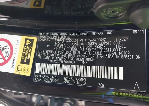 2011 Toyota Highlander Se V6 from USA, damaged, VIN 5TDBK3EH8BS086838